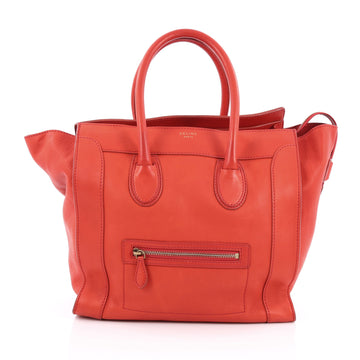 Celine Luggage Handbag Grainy Leather Mini red