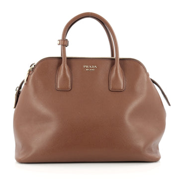 Prada Cuir Triple Zip Dome Tote Saffiano Leather Brown