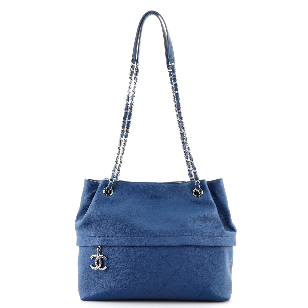 CHANEL Caviar Quilted Easy Zip Tote Cobalt Blue 1287841