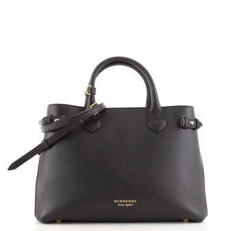 Burberry Banner Tote Leather and House Check Canvas Medium