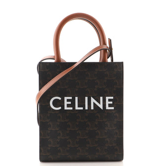 Celine Vertical Cabas Tote Triomphe Coated Canvas Mini