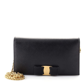 Salvatore Ferragamo Miss Vara Chain Wallet Saffiano Leather