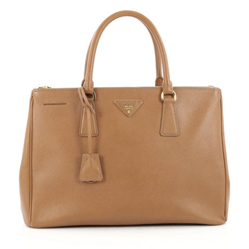 Prada Double Zip Lux Tote Saffiano Leather Medium Brown