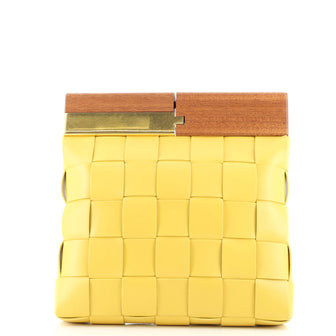 Bottega Veneta The Snap Clutch Maxi Intrecciato Leather with Wood and Metal