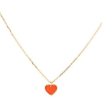 Van Cleef & Arpels Sweet Alhambra Heart Pendant Necklace 18K Rose Gold and Carnelian