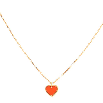 Van Cleef & Arpels Sweet Alhambra Heart Pendant Necklace 18K Rose Gold and Carnelian