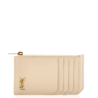 Saint Laurent Tiny Monogram Fragments Zip Card Holder Leather