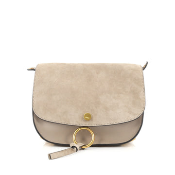Chloe Kurtis Shoulder Bag Leather and Suede Medium Gray