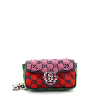 Gucci GG Marmont Flap Bag Diagonal Quilted GG Canvas Super Mini