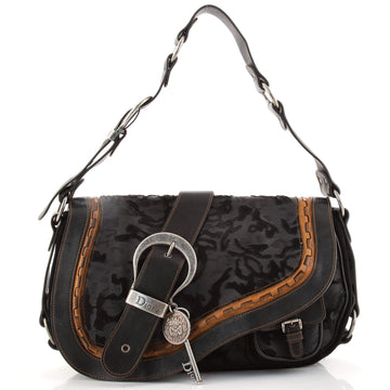 Christian Dior Vintage Gaucho Double Saddle Bag Suede with Leather