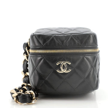 Chanel CC Cube Zip Clutch with Chain Handle Quilted Lambskin
