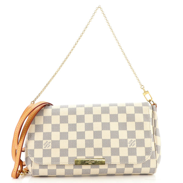 Louis Vuitton Crossbody Favorite Mm White Damier Azur Canvas