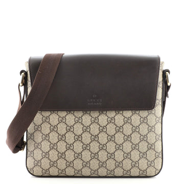 Gucci Flap Messenger Bag GG Coated Canvas with Leather Medium