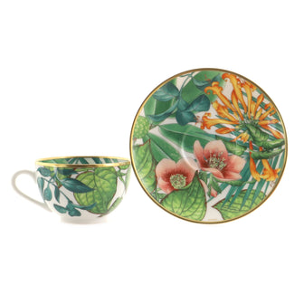 Hermes Passifolia 2-Piece Tea Cup & Saucer Set Printed Porcelain