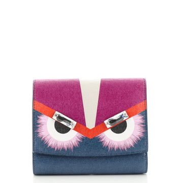 Fendi Monster Trifold Wallet Leather with Crystals Compact