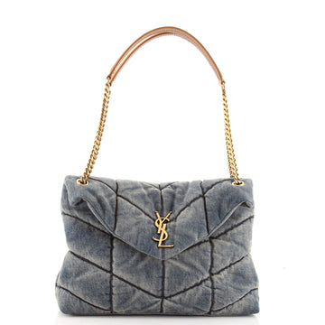 Saint Laurent LouLou Puffer Shoulder Bag Quilted Vintage Denim Medium