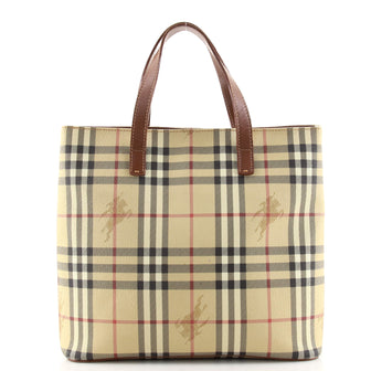 Burberry Top Handle Tote Haymarket Coated Canvas Medium