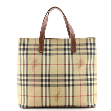 Burberry Top Handle Tote Haymarket Coated Canvas Medium