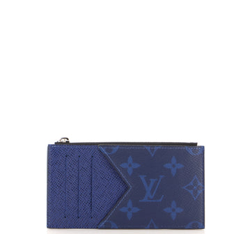 Louis Vuitton Coin Card Holder Monogram Taigarama Blue