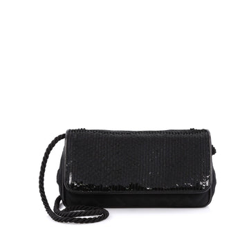 Chanel Vintage Flap Shoulder Bag Sequin Embellished Satin Small