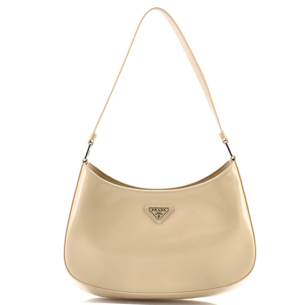 Prada Cleo Shoulder Bag Spazzolato Leather Medium Neutral 1473181