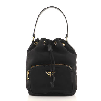 Prada Duet Drawstring Bucket Bag Tessuto Small