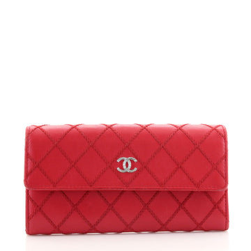 Chanel Double Stitch CC Gusset Flap Wallet Quilted Lambskin