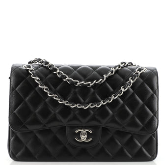 Chanel Classic Double Flap Bag Quilted Caviar Jumbo