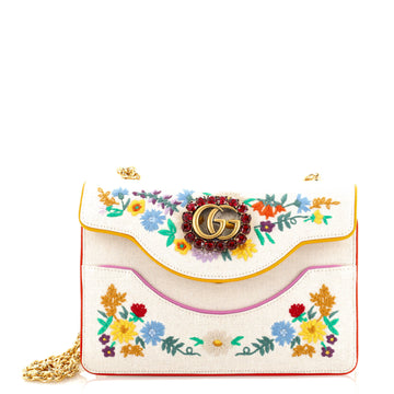 Gucci Linea Ricami Shoulder Bag Embroidered Canvas Small