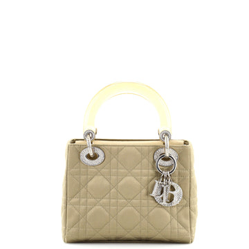 Christian Dior Vintage Lady Dior Bag	 Cannage Quilt Satin and Resin with Crystal Charms Mini