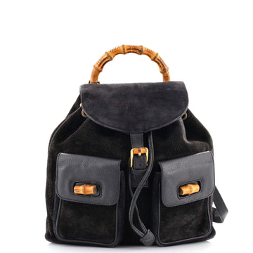 Gucci Vintage Bamboo Backpack Suede Medium