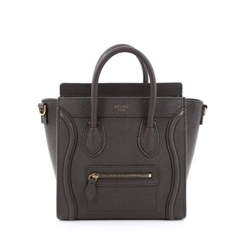 Celine Luggage Handbag Grainy Leather Nano Brown
