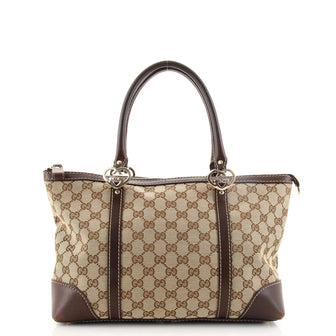 Gucci Lovely Heart Interlocking G Tote GG Canvas Small