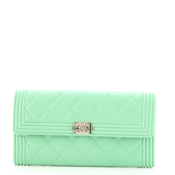 Chanel Boy Flap Wallet Quilted Lambskin Long