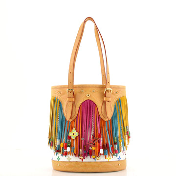 Louis Vuitton Bucket Bag Limited Edition Fringe Monogram Multicolor