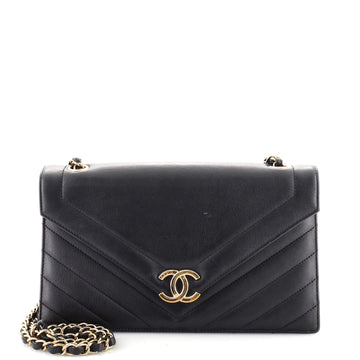 Chanel CC Envelope Flap Shopping Tote Chevron Lambskin Small