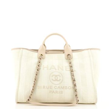 Chanel Deauville Tote Striped Mixed Fibers Medium