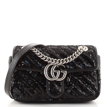 Gucci GG Marmont Flap Bag Diagonal Quilted Sequins Small