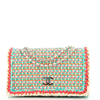 Chanel 3 Compartment Flap Bag Quilted Multicolor Tweed Medium