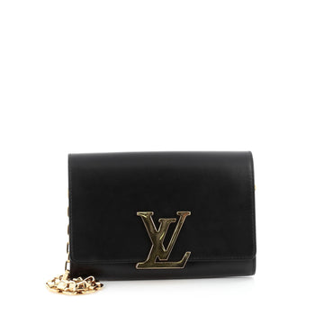Louis Vuitton Chain Louise Clutch Leather GM Black