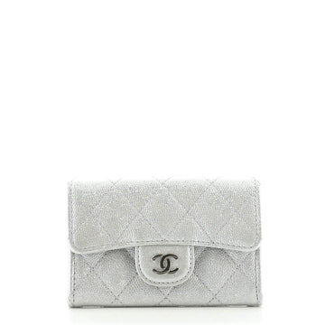 Chanel Classic Flap Card Case Quilted Metallic Caviar