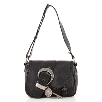Christian Dior Vintage Gaucho Double Saddle Shoulder Bag Whipstitch Leather Small