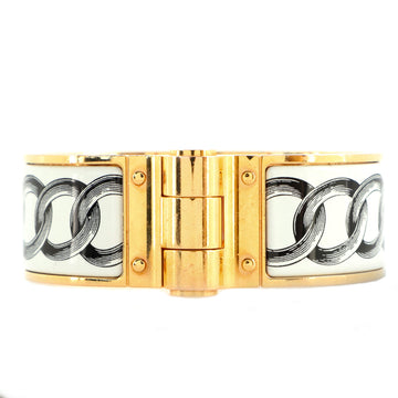 Hermes Hinged Bracelet Metal and Printed Enamel Wide