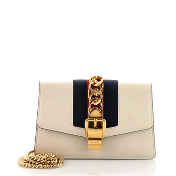 Gucci Sylvie Chain Shoulder Bag Leather Super Mini