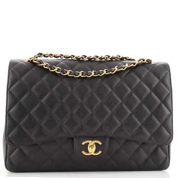 Chanel Classic Double Flap Bag Quilted Caviar Maxi