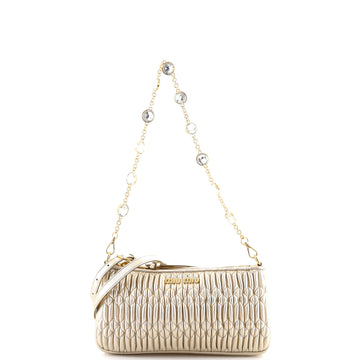 Miu Miu Crystal Convertible Chain Shoulder Bag Matelasse Leather Mini