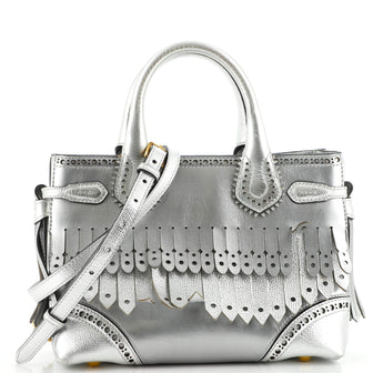 Burberry Brogue Banner Tote Fringed Leather Mini