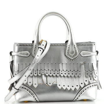 Burberry Brogue Banner Tote Fringed Leather Mini