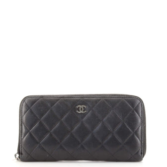 Chanel Zip Around Wallet Quilted Lambskin Long