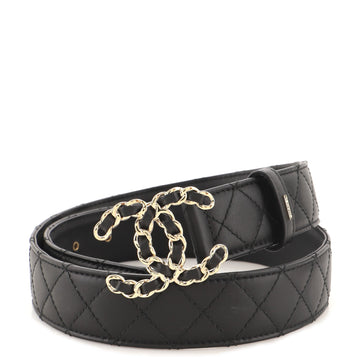 Chanel Woven Chain CC Buckle Belt Quilted Leather Medium